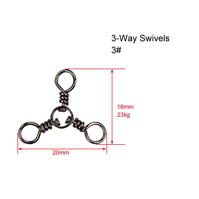 Full rotation Bearing Swivels-60 X CrossLine (3 Way) Swivel in Size 3# Fishing Tackle