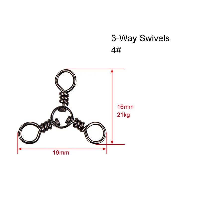 Quick-connect Bearing Swivels-60 X CrossLine (3 Way) Swivel in Size 4# Fishing Tackle