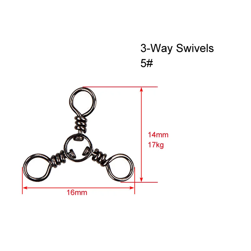 Lightweight Ball Bearing Swivels-60 X CrossLine (3 Way) Swivel in Size 5# Fishing Tackle