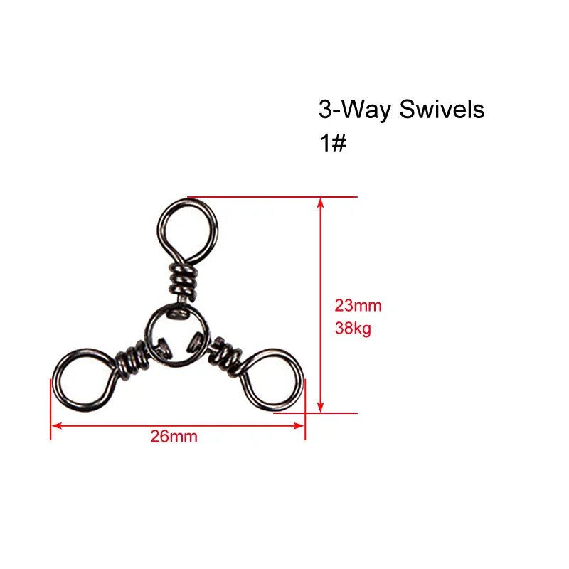 Custom Bearing Swivels-60 X CrossLine (3 Way) Swivel  in Size 1# Fishing Tackle