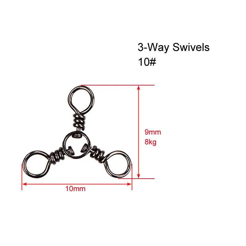 Precision Spin Bearing Swivels-60 X CrossLine (3 Way) Swivel  in Size 10# Fishing Tackle