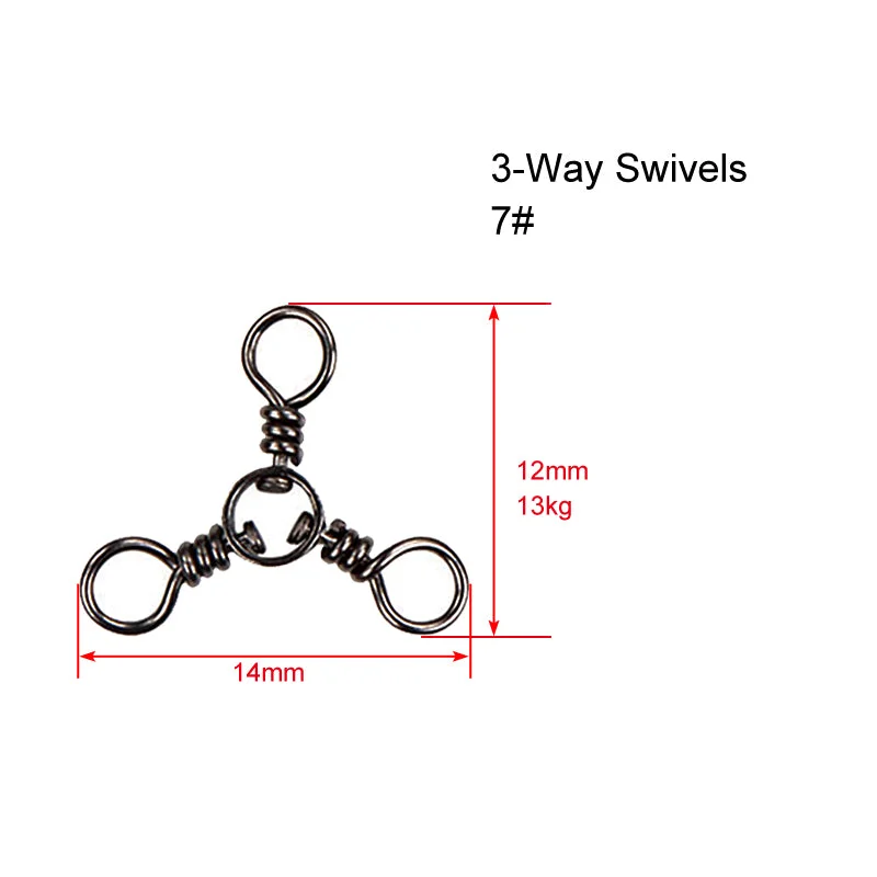 Long-lasting Ball Bearing Swivels-60 X CrossLine (3 Way) Swivel  in Size 7# Fishing Tackle