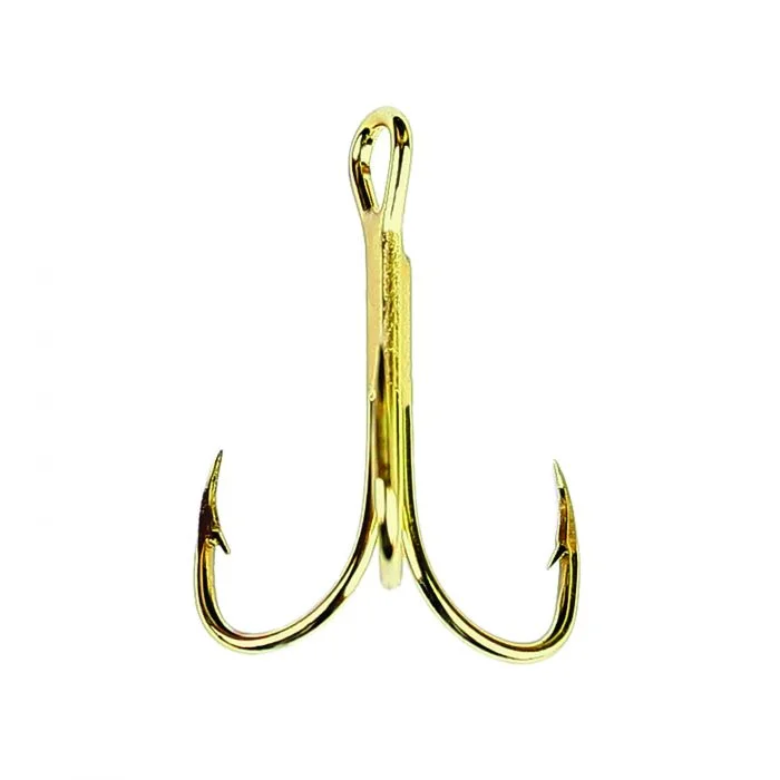 Steel Fish Hooks-Eagle Claw 376 Gold 2X Treble Hook