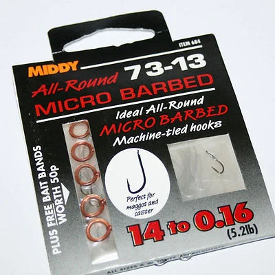 Bass Jig Fish Hooks-Middy All Round micro Barb hooks To nylon