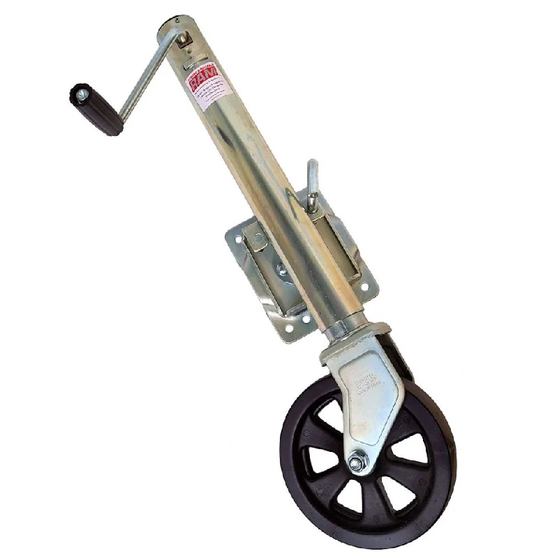 Heavy-duty Copper Bearing Swivels-Round Swivel Marine Jack w/ Wheel - Bolt On - Zinc - Sidewind - 11" Travel - 1,500 lbs